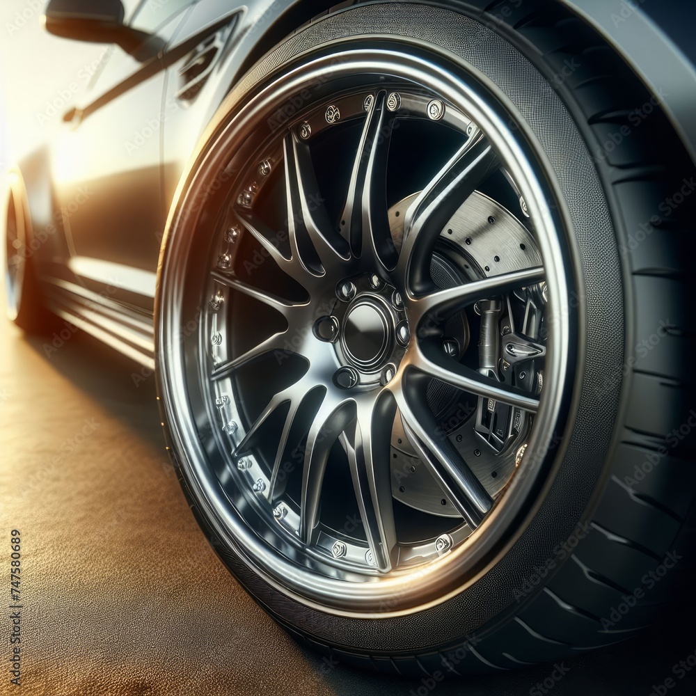 A vector illustration featuring new black car wheels on a white background. This image showcases the sleek and modern design of car wheels, providing a clean and minimalist visual representation. 
