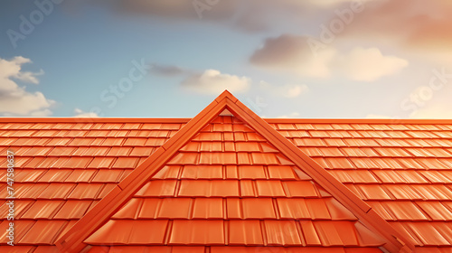 Close-up of roof of house with blue sky