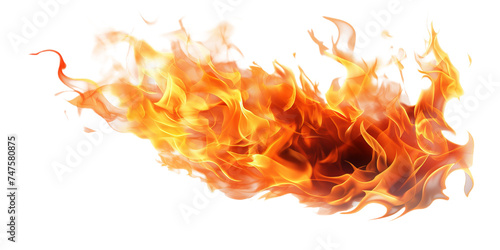 A detail of the realistic fire flame isolated on transparent background