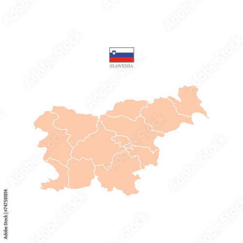 slovenia color map background with states. map isolated on white background with flag. Vector illustration map europe desert orange pastel