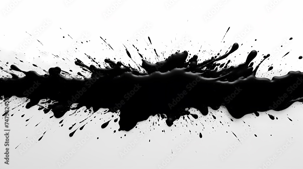 Black paint splashed on white surface, suitable for art, design and creative projects