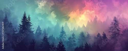 beautiful forest landscape background wallpaper Generative AI