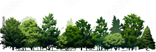 Illustration of the cartoons different trees on the transparent background