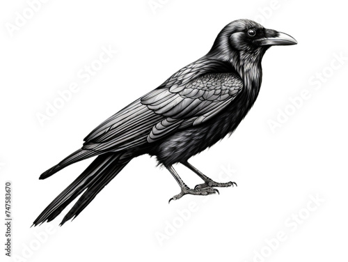 Black bird (Corvus frugilegus) isollated on the transparent background