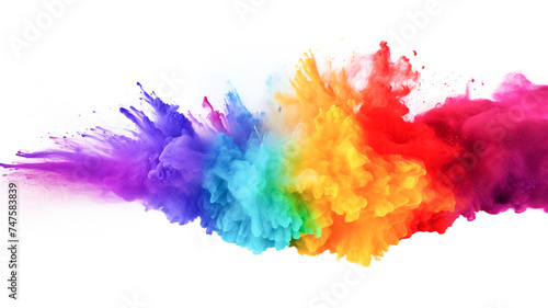 Colorful rainbow paint color powder explosion isolated on white background. © BlazingDesigns