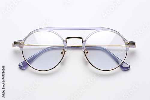 a pair of glasses with a purple frame
