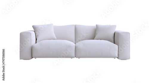  A modern masterpiece of a sofa, boasting sleek curves and luxurious fabric, perfectly showcased, transparent background.