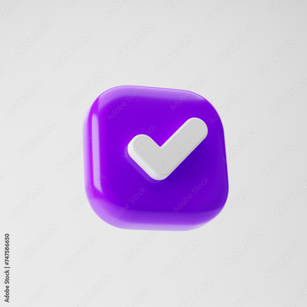 Check mark icon isolated over white background. 3d rendering. Check mark icon isolated over white background. 3d rendering.