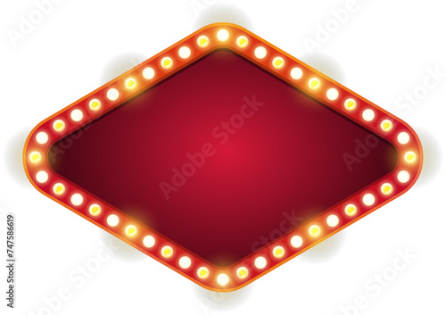  Diamond Square Electric Bulbs Retro Billboard. Isolated Illustration