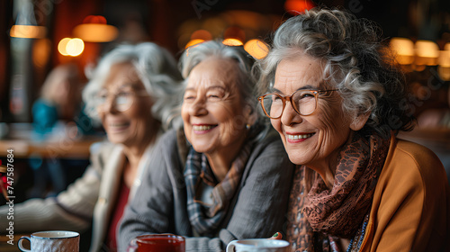 Group of senior woman enjoying being together at a cafe 