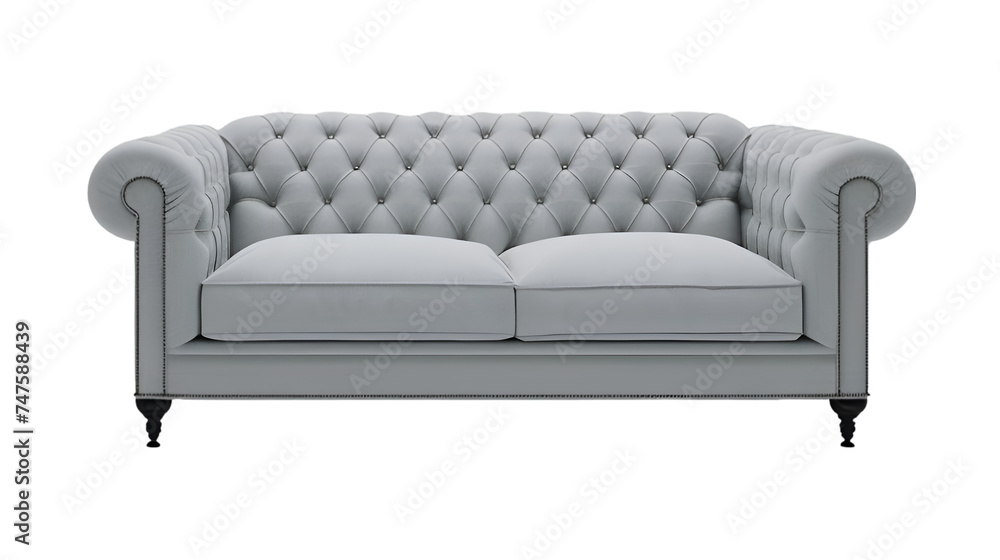 Fototapeta premium Contemporary sophistication of a modern sofa featuring sleek curves and sumptuous fabric, transparent background.