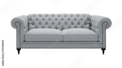 Contemporary sophistication of a modern sofa featuring sleek curves and sumptuous fabric, transparent background.