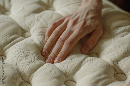 Close-ups of a person choosing a mattress-in-a-box option for convenient delivery and setup. 