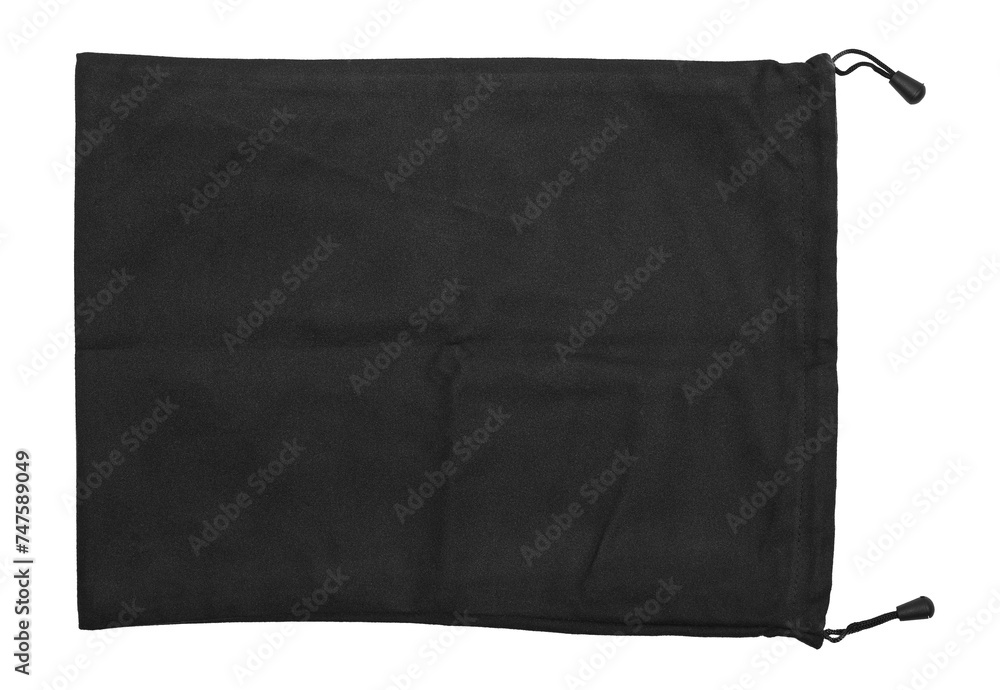 Blank black luxury drawstring pouch isolated on white Blank black luxury drawstring pouch isolated on white