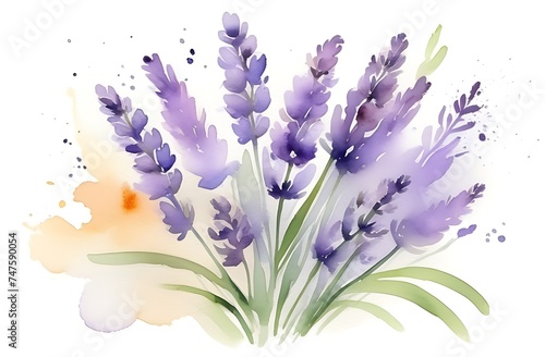 bouquet of crocuses.  Watercolor bouquet of lavender on a white background. Spring. card