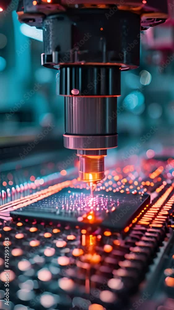 Silicon Die are being Extracted from Semiconductor Wafer and Attached to Substrate by Pick and Place Machine. Computer Chip Manufacturing at Fab. Semiconductor Packaging Process, generative ai Silicon Die are being Extracted from Semiconductor Wafer and Attached to Substrate by Pick and Place Machine. Computer Chip Manufacturing at Fab. Semiconductor Packaging Process, generative ai