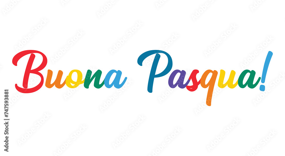 Hand sketched lettering quote Buona Pasqua, Happy Easter in Italian. Isolated on white background.