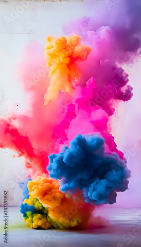 Holi paint flies in the shape of a cloud © Iuliia