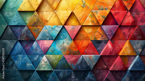 Colorful ornament made of multicolored triangles