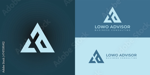 Abstract initial letter LA or AL logo in soft blue color isolated in multiple blue background colors applied for business and consulting company logo also suitable for other brands or companies