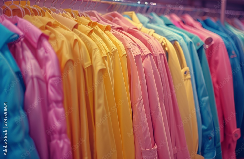 a rack of colorful pink background