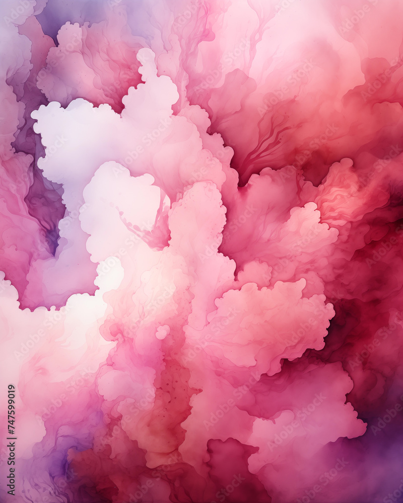 Fototapeta premium Abstract Fluid Art in Shades of Crimson, Pink, and Purple with Soft, Dynamic Textures