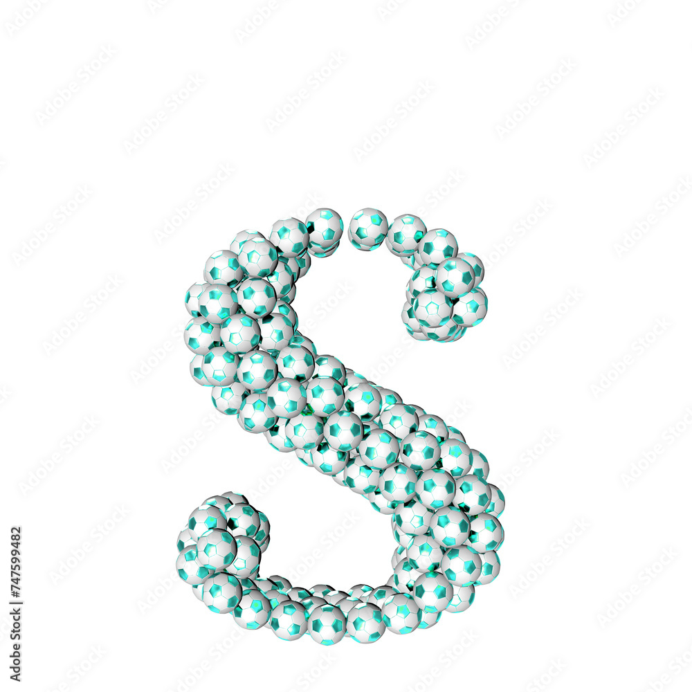 Symbols made from turquoise soccer balls. letter s Symbols made from turquoise soccer balls. letter s