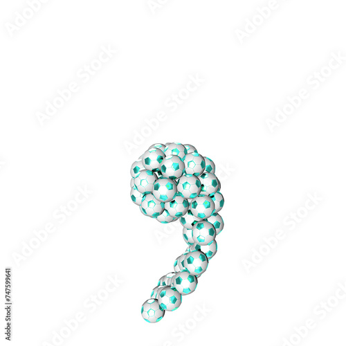 Symbols made from turquoise soccer balls