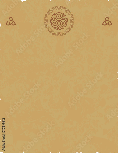 Vertical Parchment with Braid Ring and with Celt Triskelion Header