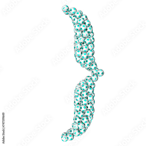 Symbols made from turquoise soccer balls