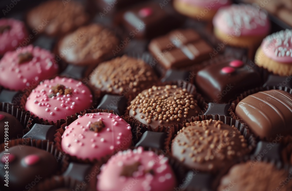 valentine's day chocolate box full of candies and cookies valentine's day chocolate box full of candies and cookies
