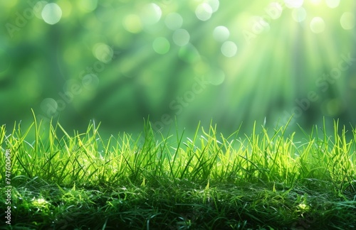 grass field with a green grass and sun rays