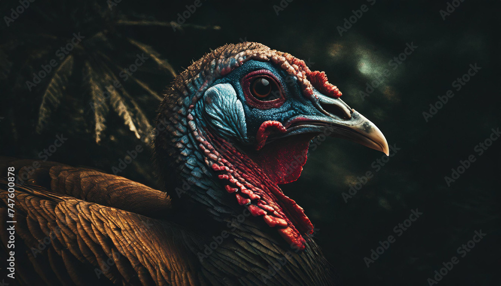 Close up turkey on dark background. Close up turkey on dark background.