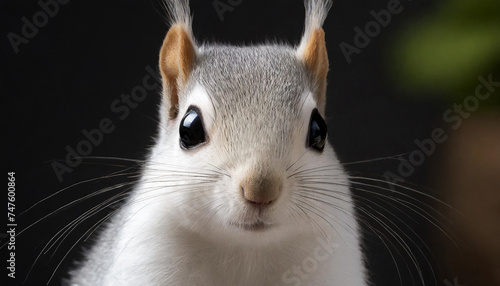 Close-up portrait of white squirrels portrait.