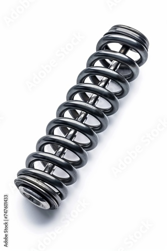 Top aerial view of a car spring, isolated on white background. shock absorber