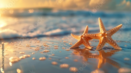 Starfish on the Beach with copy space. summer time