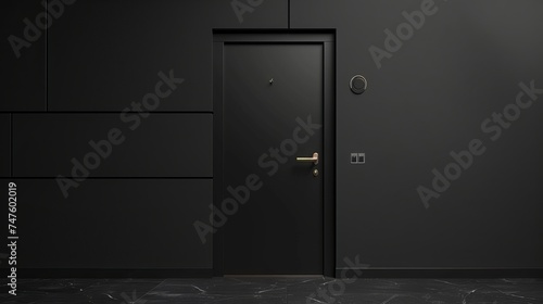 Contemporary security black door with a black wall