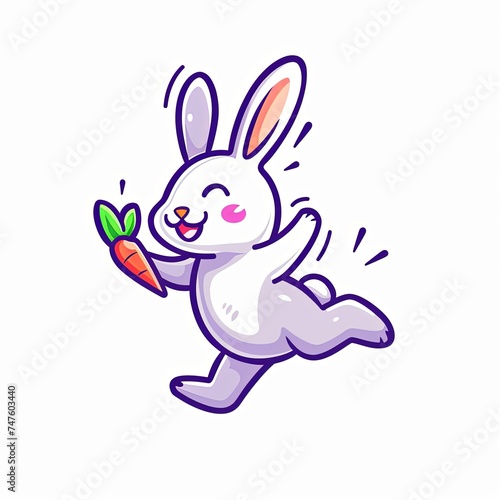 Animated happy rabbit with a carrot.