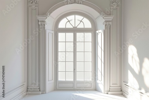 Architectural Elegance: 3D Window Frame Against a Bright Blank Background © AIGen