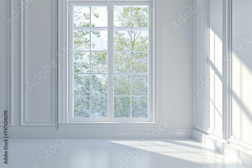 Architectural Elegance  3D Window Frame Illustration on Clean White Background
