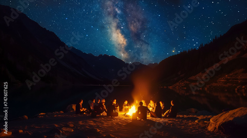 A Group of Friends Sit Around a Fire