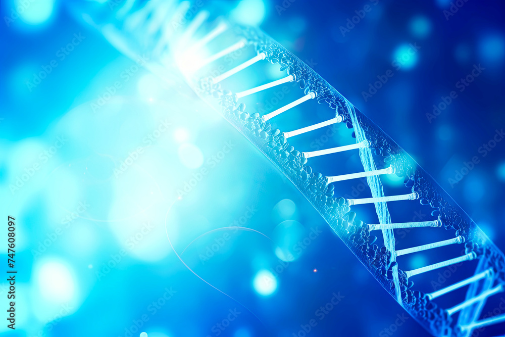 DNA close-up on a blue background