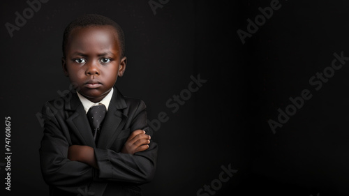 Wallpaper Mural black boy in suit isolated on black background Torontodigital.ca