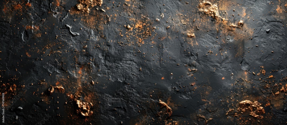 Close-up view of a metal surface covered in thick layers of rust. The rust appears in various shades of orange and brown, creating a weathered and deteriorated appearance.