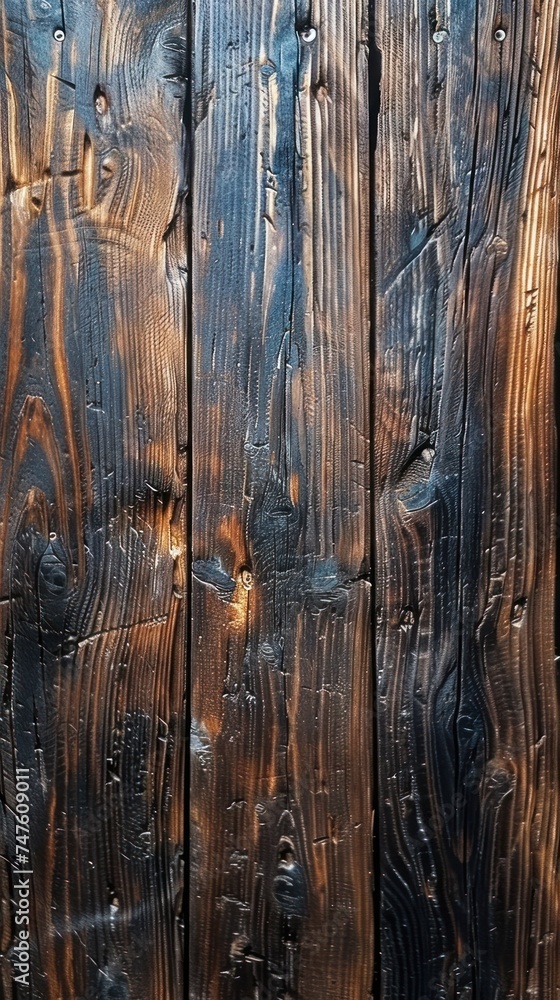 Fototapeta premium Detailed view of an aged wooden wall with chipped and peeling paint, showcasing a rustic texture and decayed appearance.