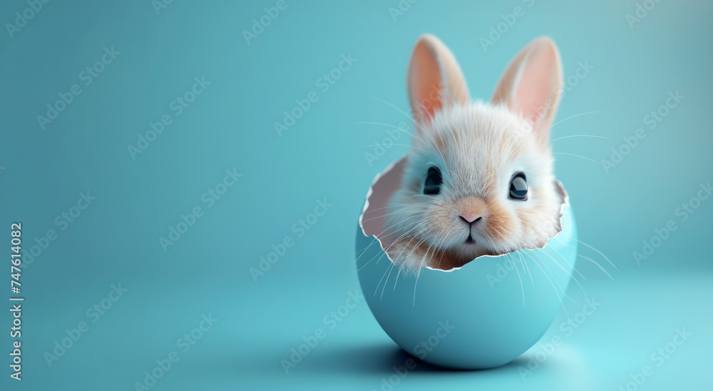 Cute easter bunny rabbit in an easter egg shell Cute easter bunny rabbit in an easter egg shell