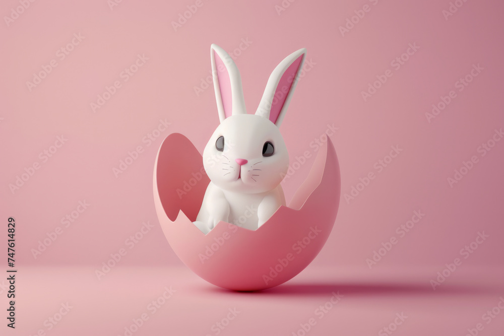 Cute easter bunny rabbit in an easter egg shell Cute easter bunny rabbit in an easter egg shell