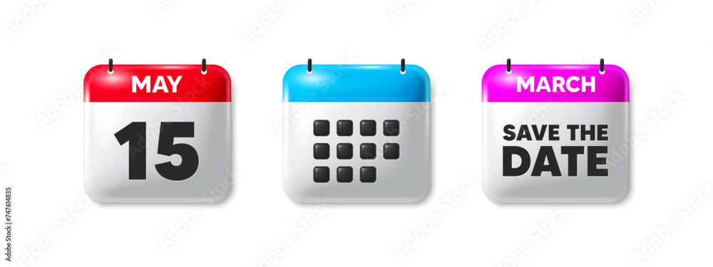 15th day of the month icon. Calendar save the date 3d icon. Event schedule date. Meeting appointment time. 15th day calendar message. Save the date month banner. Day or Monthly of schedule. Vector 15th day of the month icon. Calendar save the date 3d icon. Event schedule date. Meeting appointment time. 15th day calendar message. Save the date month banner. Day or Monthly of schedule. Vector