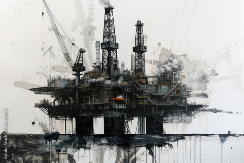 Industrial Oil Rig in Operation