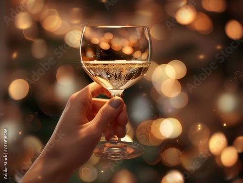 A person, a girl, holding a wine glass in her hand, enjoying a moment of relaxation.